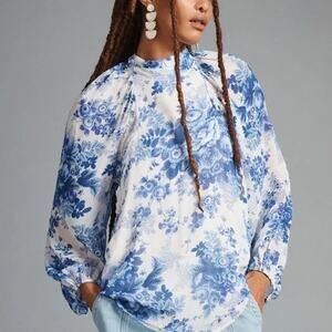 Maeve Anthropologie 2X Long Puff Sleeve Blouse